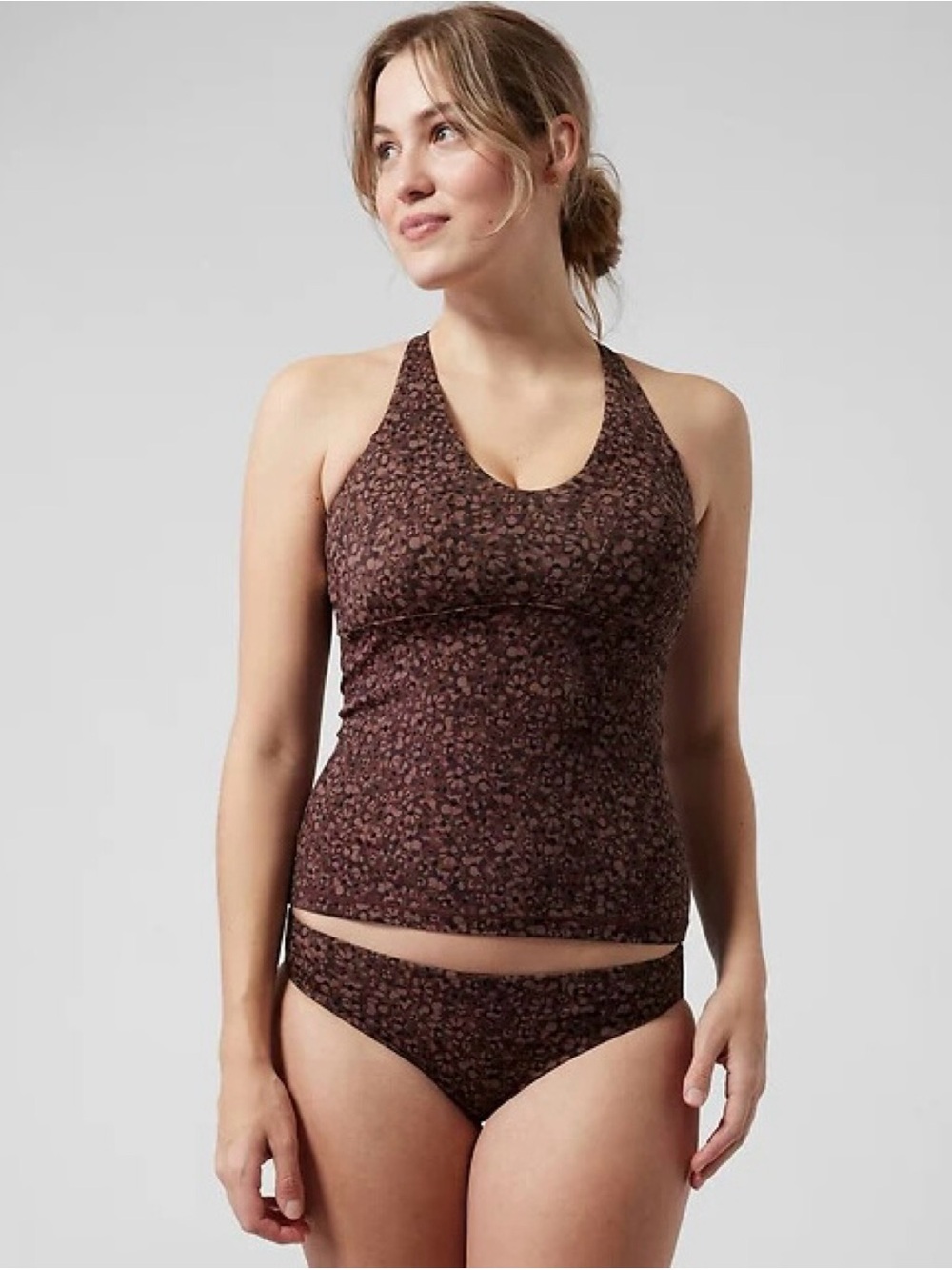 Athleta Swimsuit Set Triangle Tankini D-DD Clean Bikini Bottom Flora Camo Medium